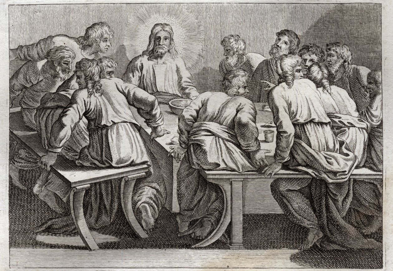 Royaumont Bibelen, Det Nye Testamente: Cene. Illustration af 1811. af Unknown artist