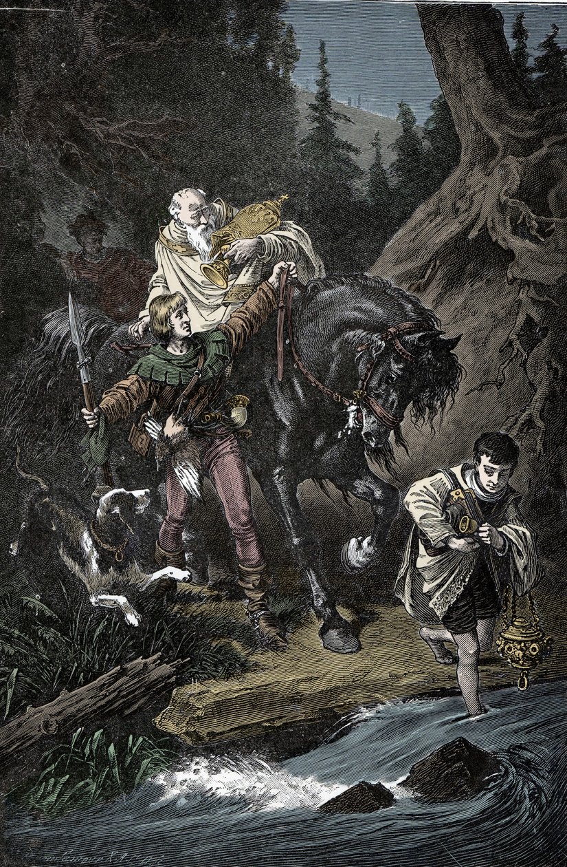 Rudolf af Habsburg og præsten - Rodolf I af Det Hellige Rige (Rodolf IV af Habsburg) af Unknown artist