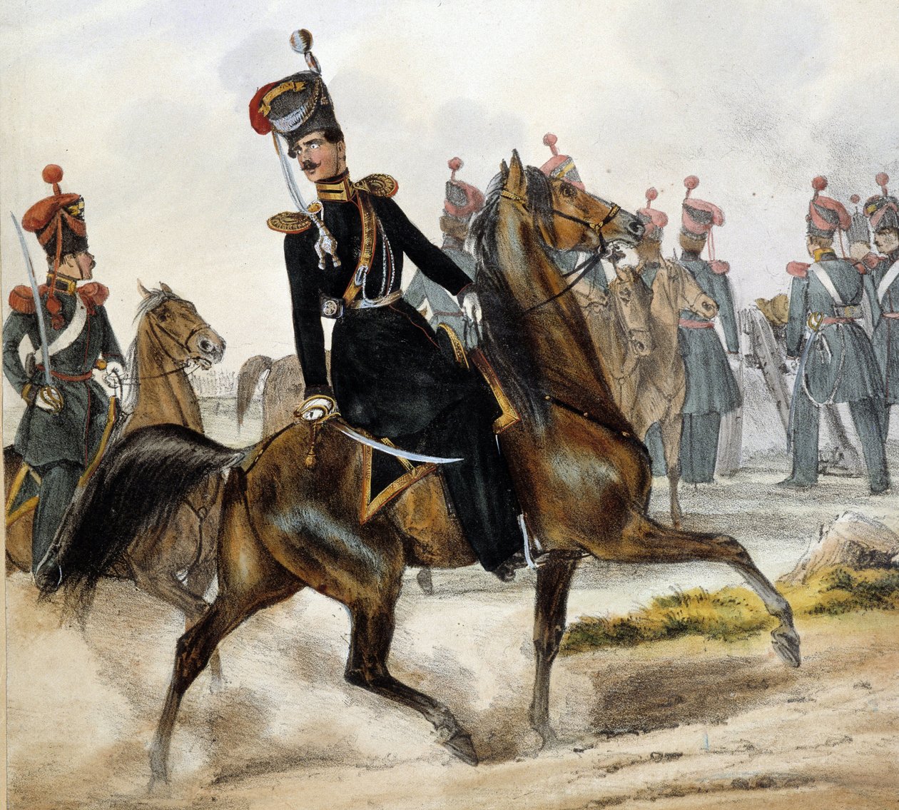 Russiske kosakker - tegning, deb. 19. århundrede af Unknown artist
