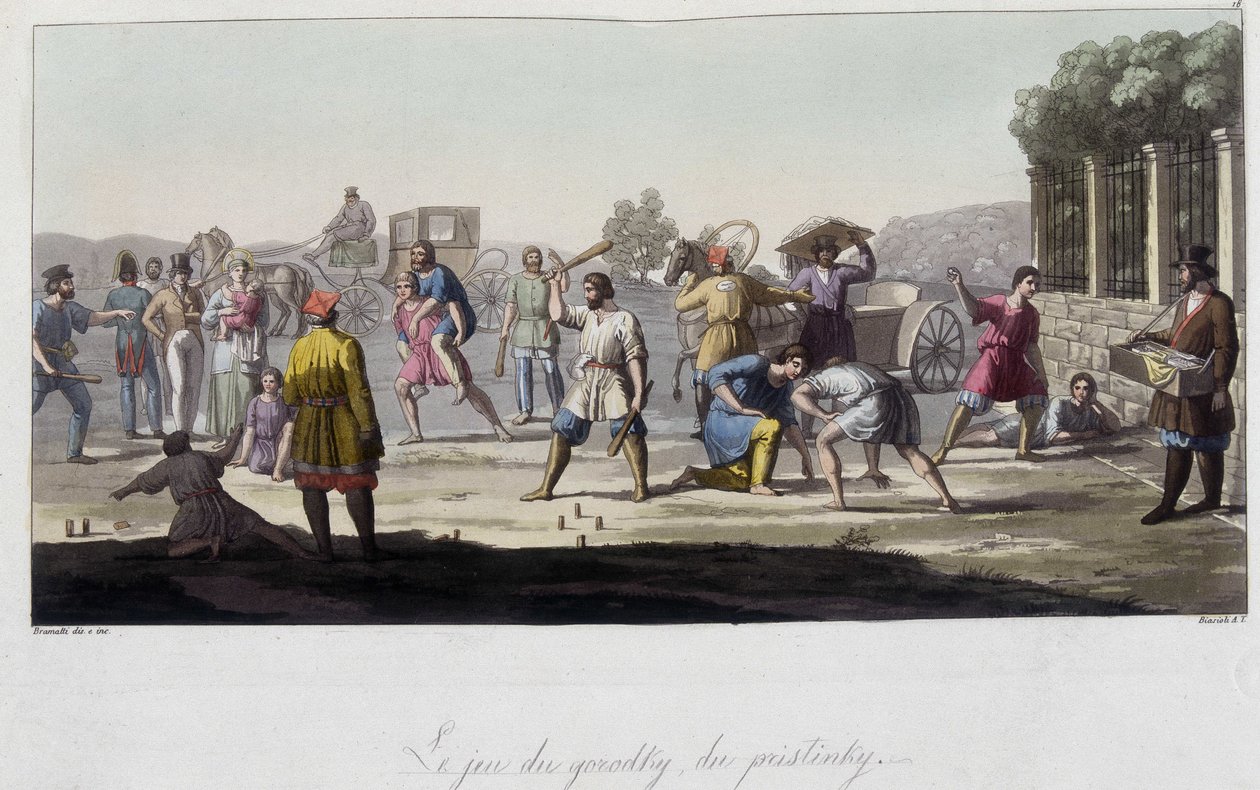 Russiske spil af Gorodky og pristinsky og andre distraktioner, Rusland. I”” Det gamle og moderne kostume””” 1819-1820 af Ferrario. af Unknown artist