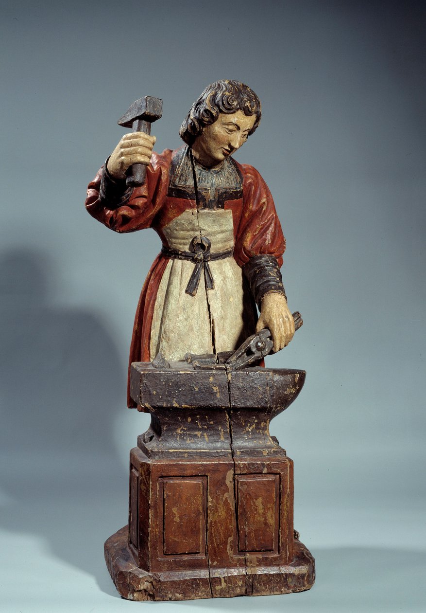 Sankt Crepins protektor for skomagere. Anonym skulptur polykrom træ af Unknown artist