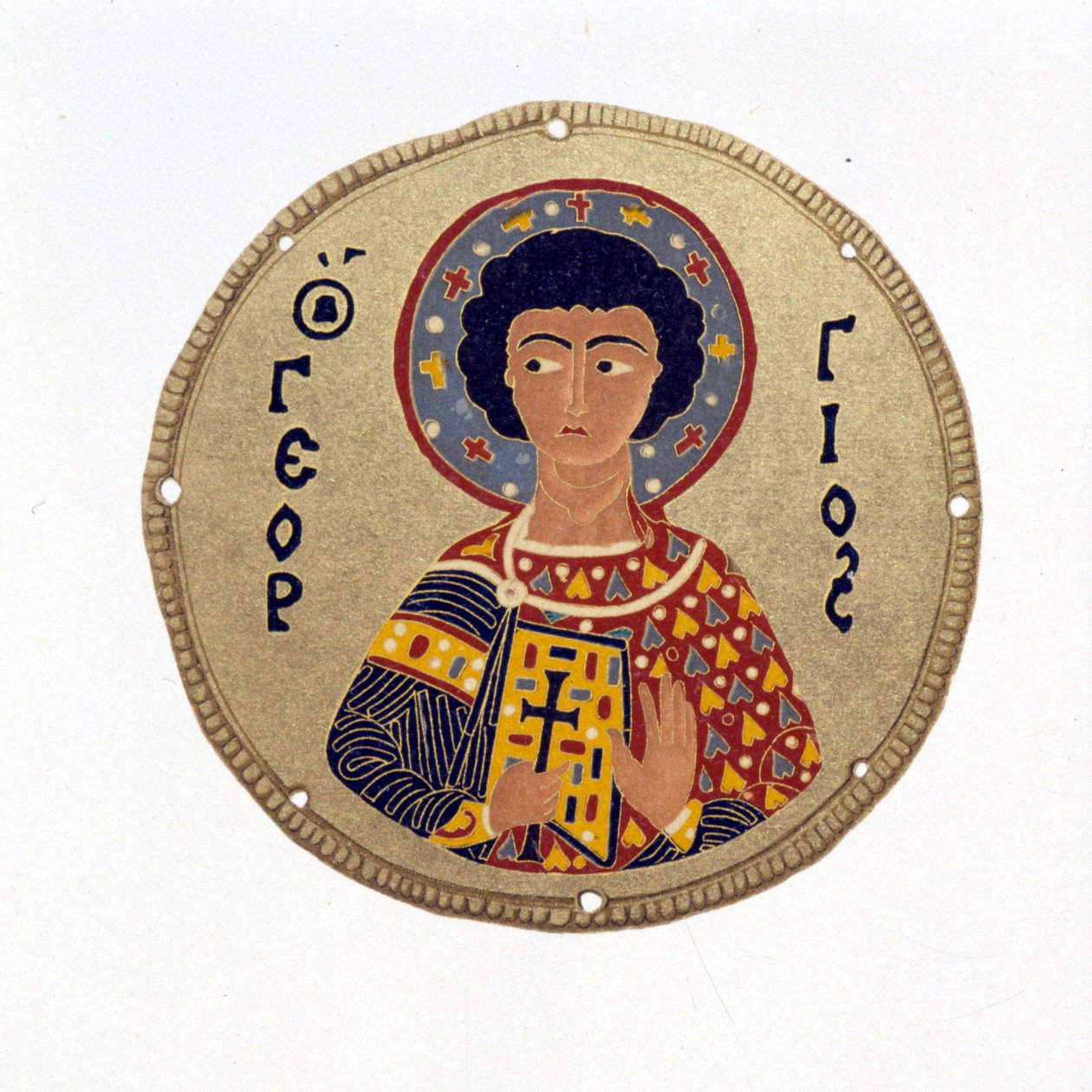 Saint George - i "Historie og monumenter af byzantinske emaljer"" af N. Kondakow. Kromolitografi 1892. af Unknown artist