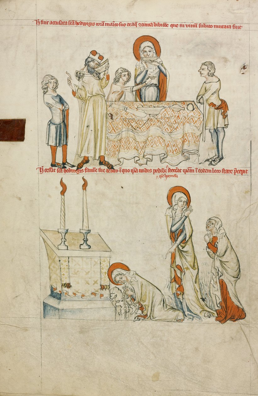Sankt Hedvig nægter at drikke vin; Sankt Hedvig beder foran et alter af Unknown artist