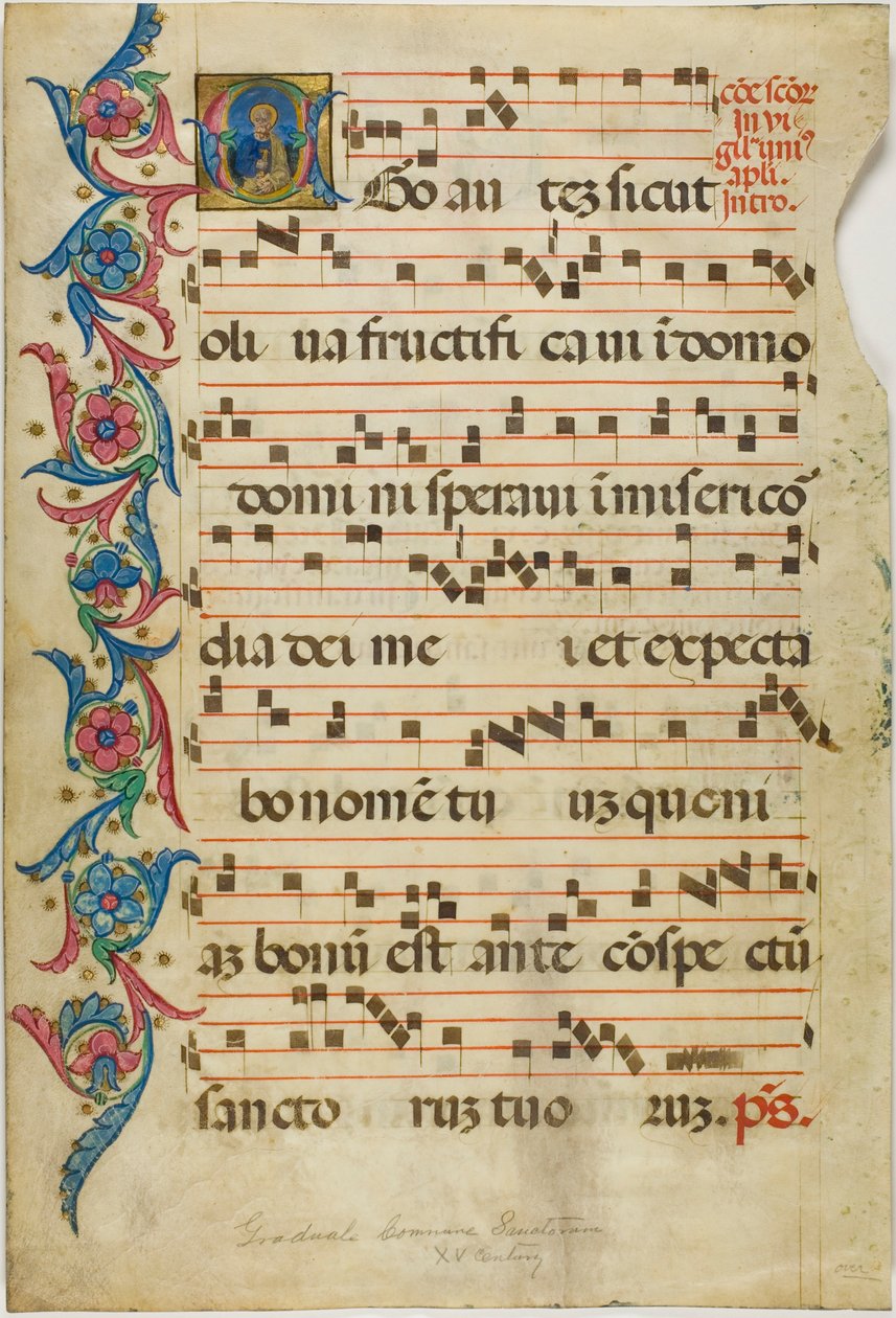 Sankt Peter i et historiseret initial "E" fra en gradual af Unknown artist