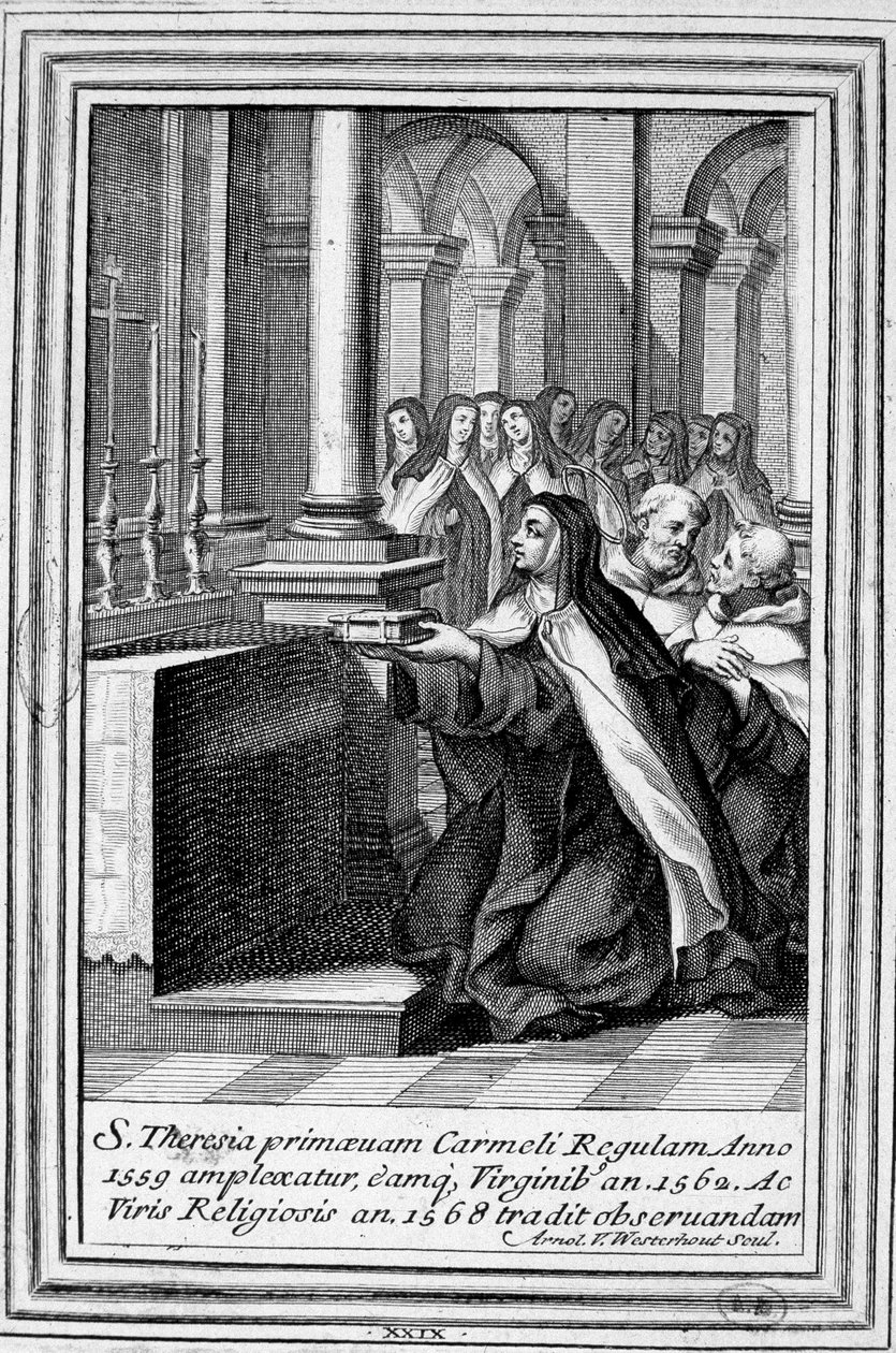 Den hellige Therese af Jesus eller den hellige Therese af Avila (1515-1582) beder. af Unknown artist