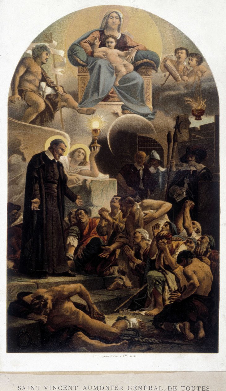 Saint Vincent de Paul fattigpræst (med jomfru og Jesusbarn) - fra ca. af Unknown artist