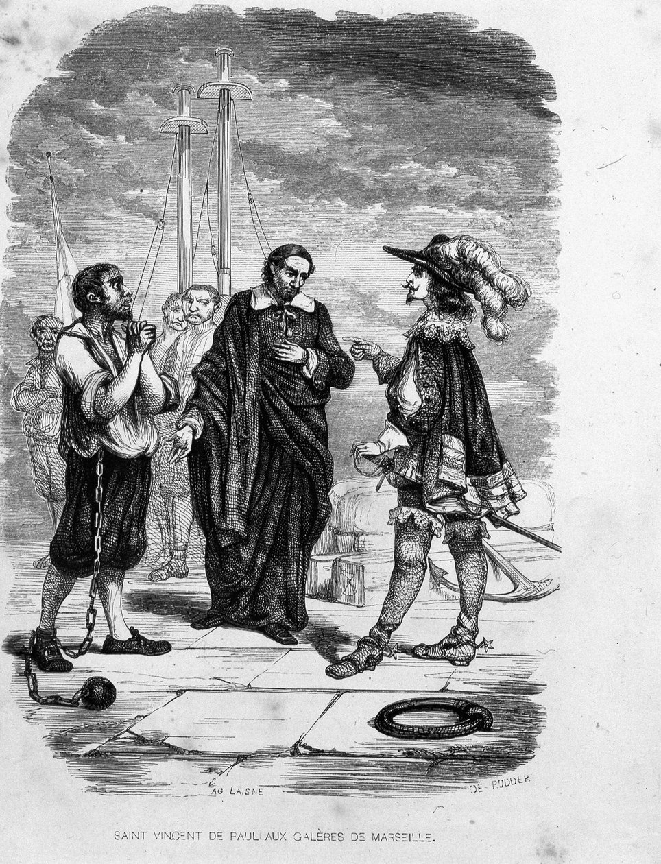 Saint Vincent de Paul Interding til fordel for en domfældelse med en officer i Galères de Marseille - i “” Les Bagnes: History, Typer, Moresy ”af Maurice Alhoy, red. Gustave Havard af Unknown artist