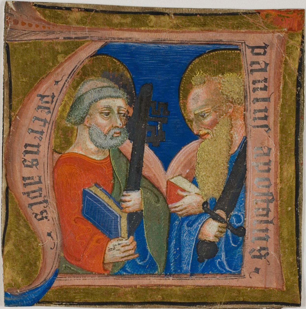 Sankt Peter og Sankt Paul i et historiseret begyndelsesbogstav "N" fra en koralbog af Unknown artist