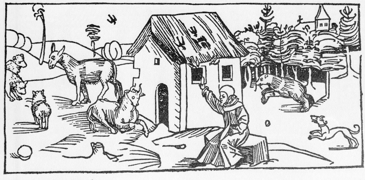 San Marinus. Indgravering fra "De helliges liv - sommerdel" (Helgenbogen) af Jacobus (James) fra Voragine (1228-1298). Lübeck 1488. af Unknown artist