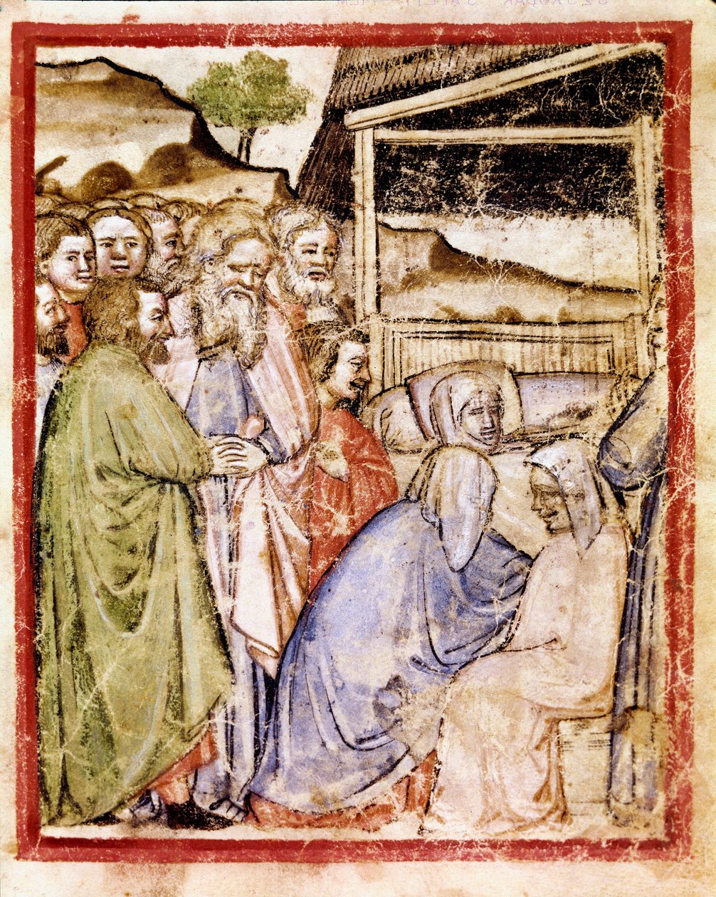 Sarahs død i en alder af 127 Miniature fra Codex 212 (eller Padovan eller Bible of Padua) 1390-1400 Rovigo, Accademia dei Concordi af Unknown artist