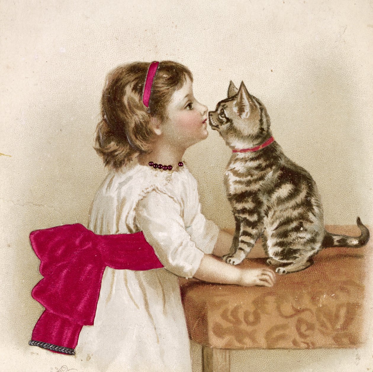 At sige hej til Kitty (victoriansk postkort) af Unknown artist