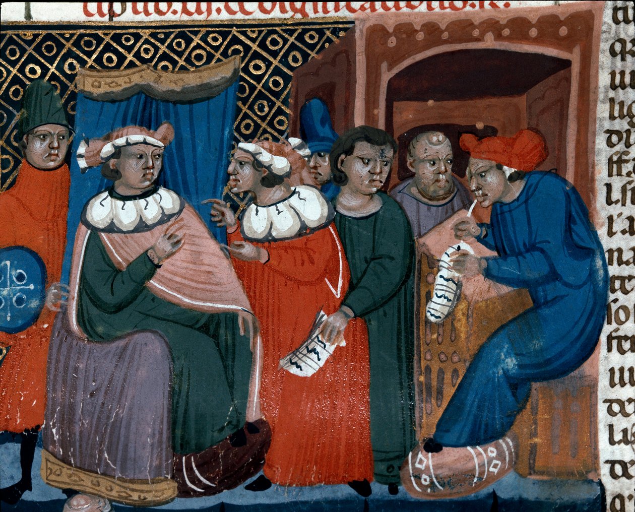 Scene of Proces Miniature taget fra Justinian Code (Codex Justinianus), en samling love og institutioner udgivet under den romerske kejser Justinian I af Byzans (483-565) af Unknown artist