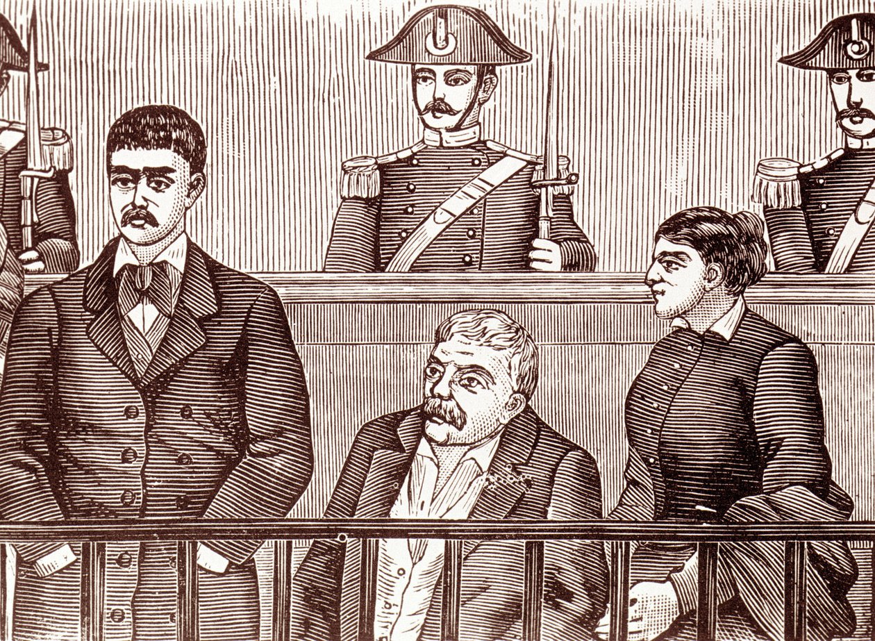 Scene af et mafiamedlems sag i 1860 af Unknown artist