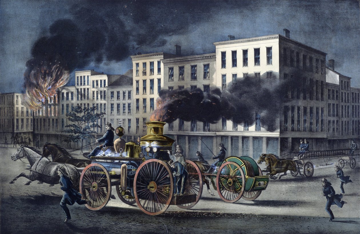 Scene af amerikanske brandmænds daglige liv af Unknown artist