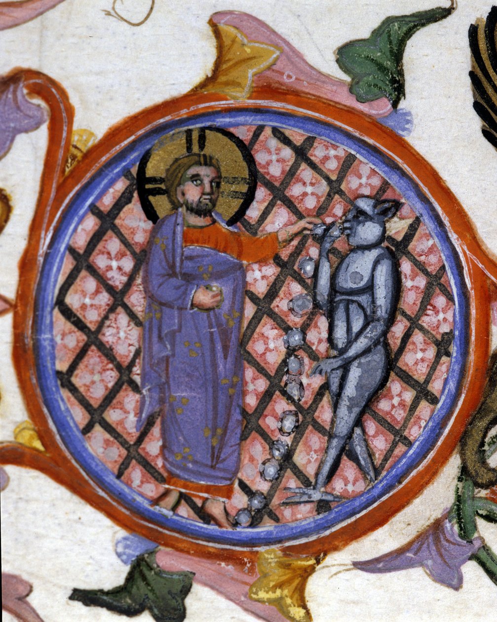Scene for eksorcisme. 1300-tallets miniature. biblioteca Nazionale Braidense. Milano af Unknown artist