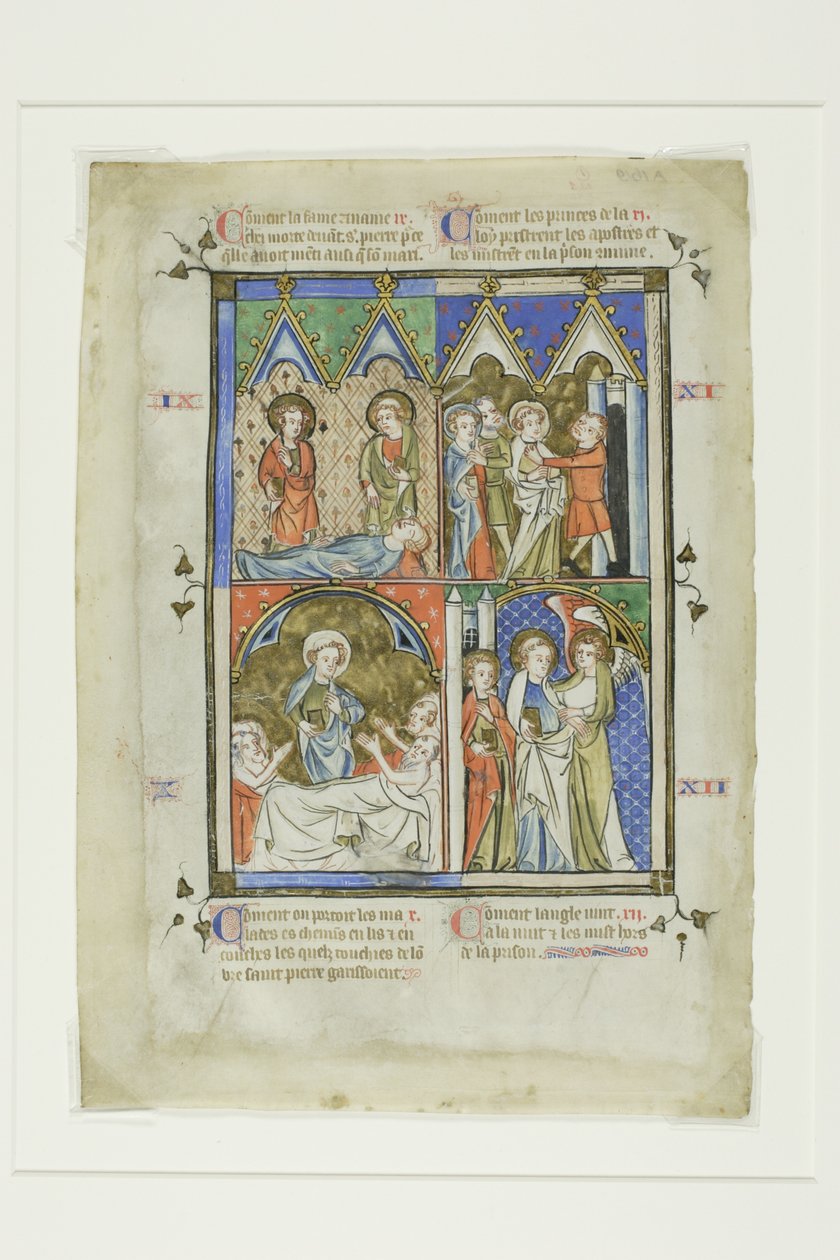 Scener fra Sankt Peters mirakler, fra en Bible Historiale eller Pictorial New Testament af Unknown artist