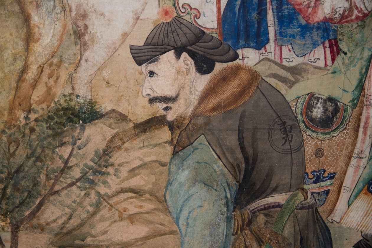 Scener fra hverdagen i Kina, detaljer af det kinesiske tapet, kinesisk kabinet, Jagtbolig, af Filippo Juvarra (1678-1736), Stupinigi, Piemonte, Italien af Unknown artist