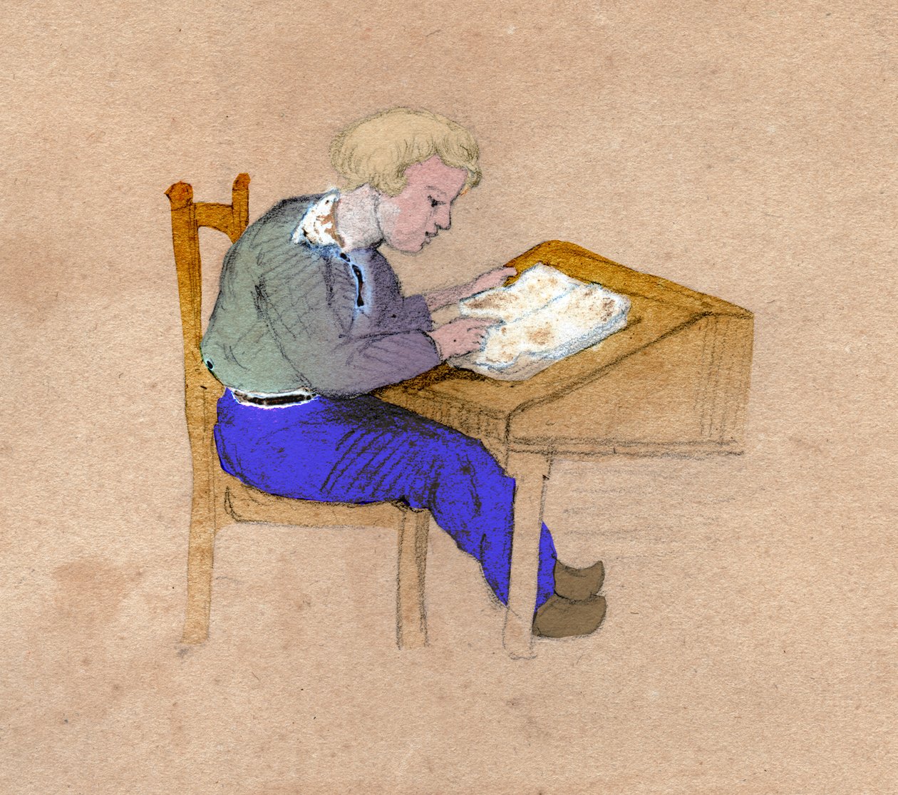 Skoledreng på arbejde. (tegning, omkring 1830) af Unknown artist