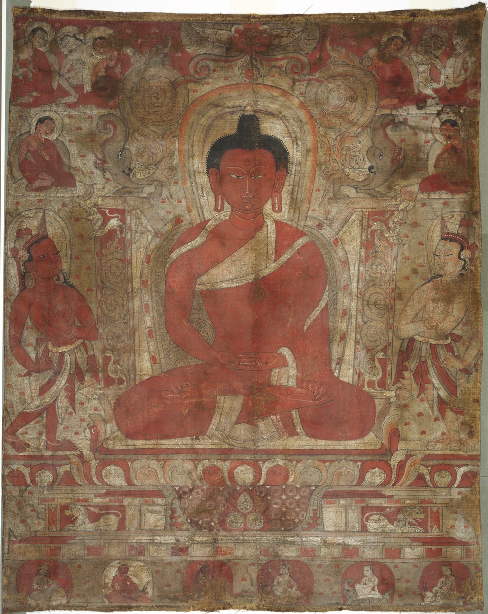 Siddende Amitabha med ledsagere af Unknown artist