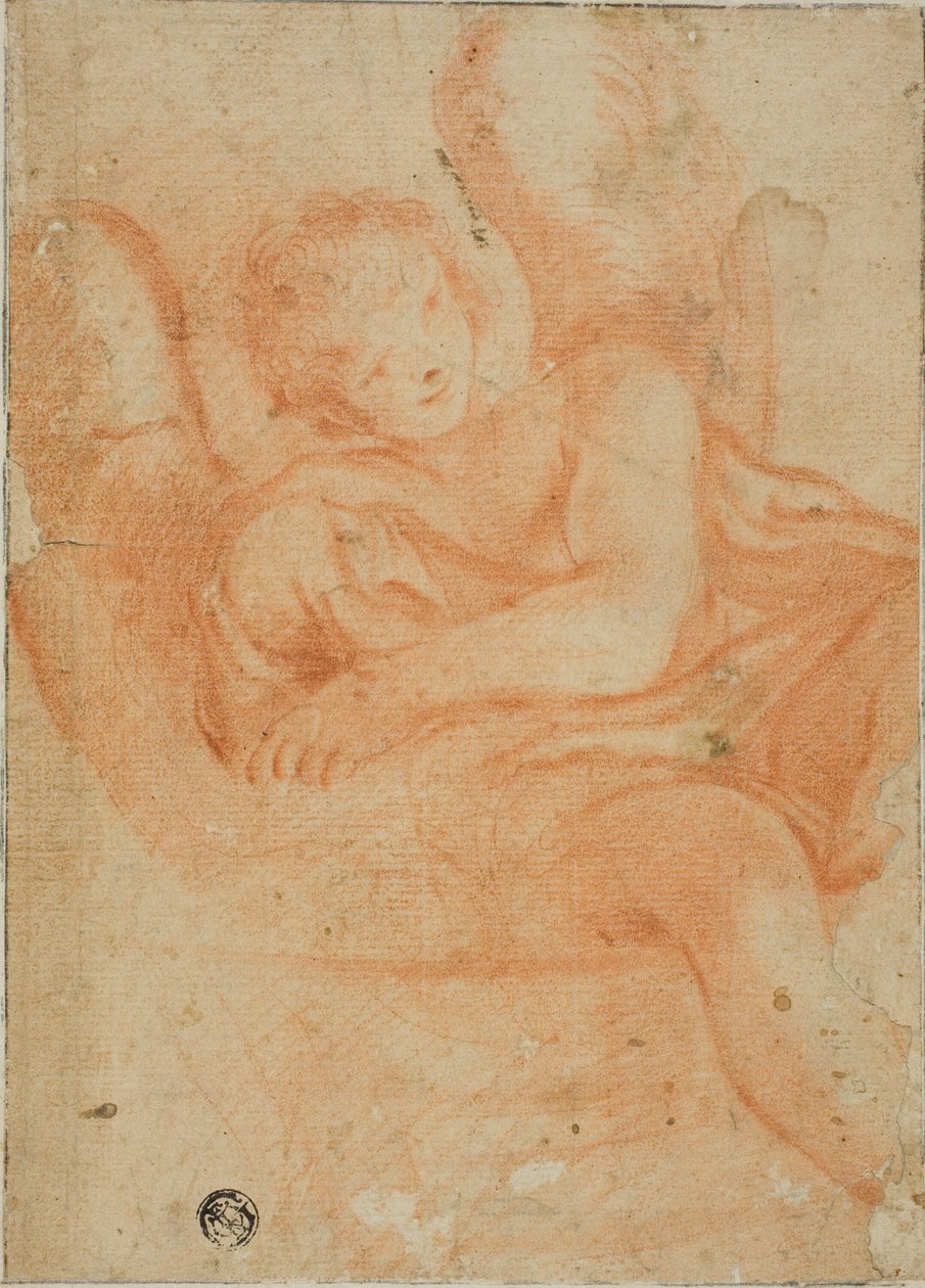 Siddende engel af Unknown artist
