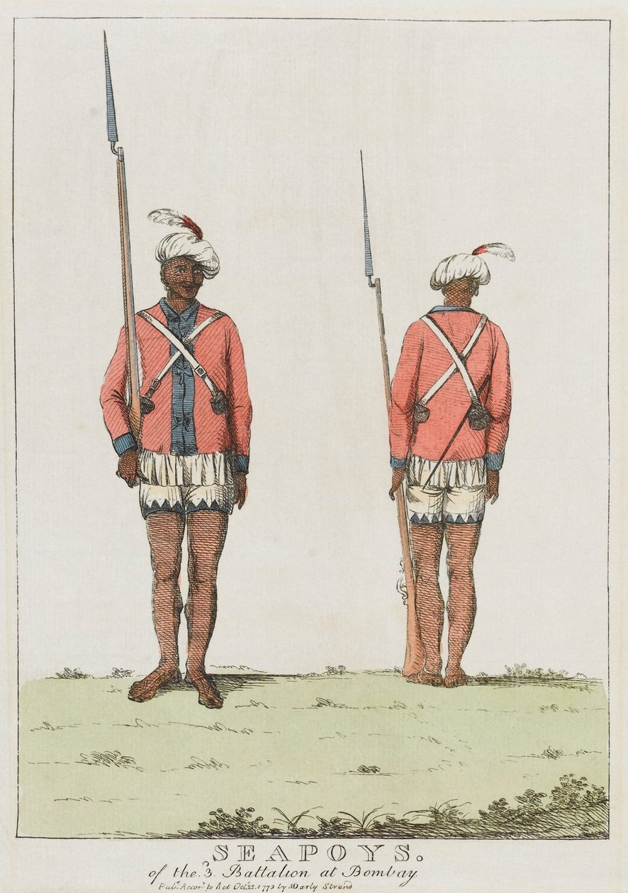 Sepoys fra 3. bataljon i Bombay af Unknown artist