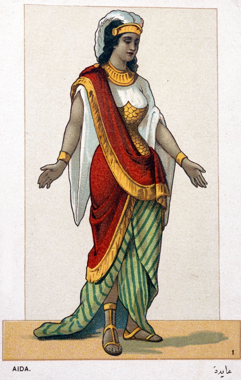 Serie af kromolitografier af operakostumer i anledning af den første repræsentation af Aida af Giuseppe Verdi: Aida. 1872 af Unknown artist