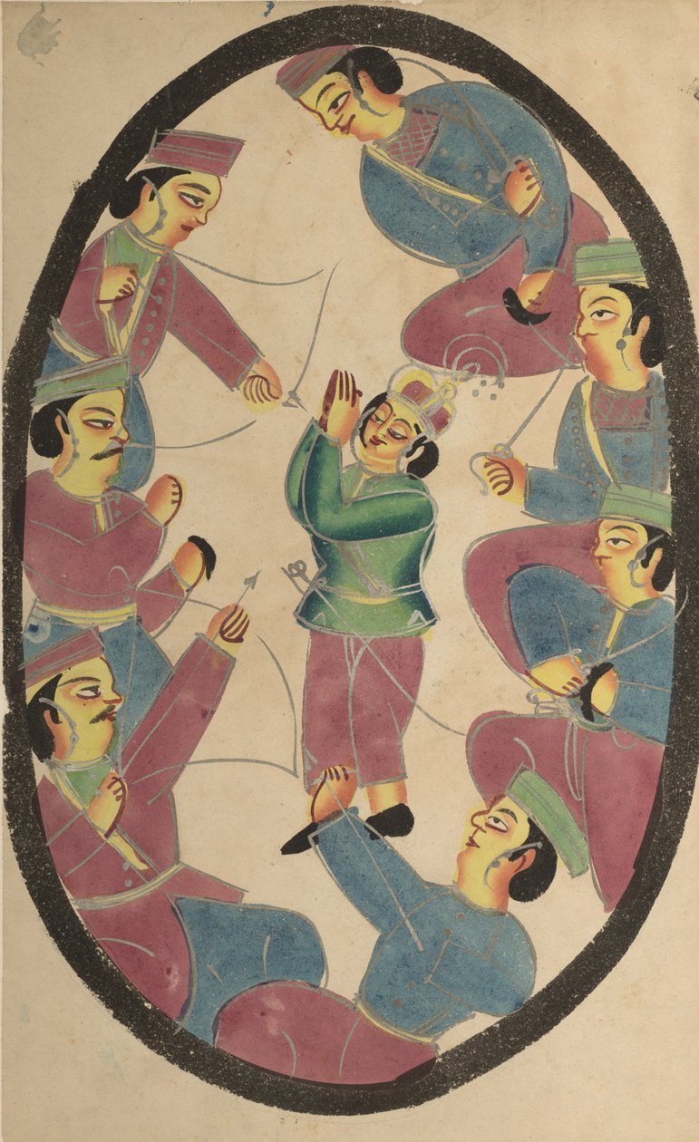 Syv helte eller krigere dræbte Abhimanyu, søn af Arjuna af Unknown artist