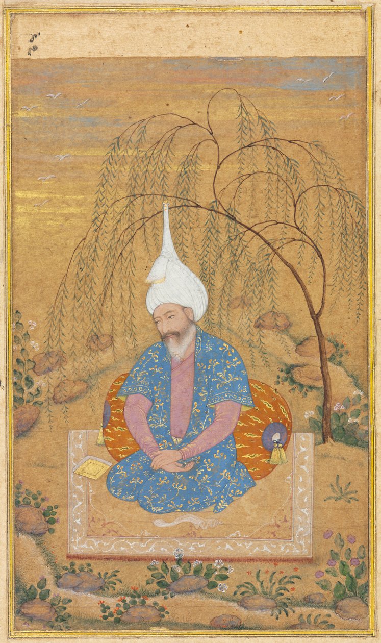 Shah Tahmasp I (1514-1576) Siddende i et landskab af Unknown artist