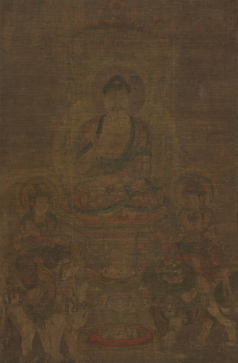 Shakyamuni Triad: Buddha overværet af Manjushri og Samantabhadra af Unknown artist