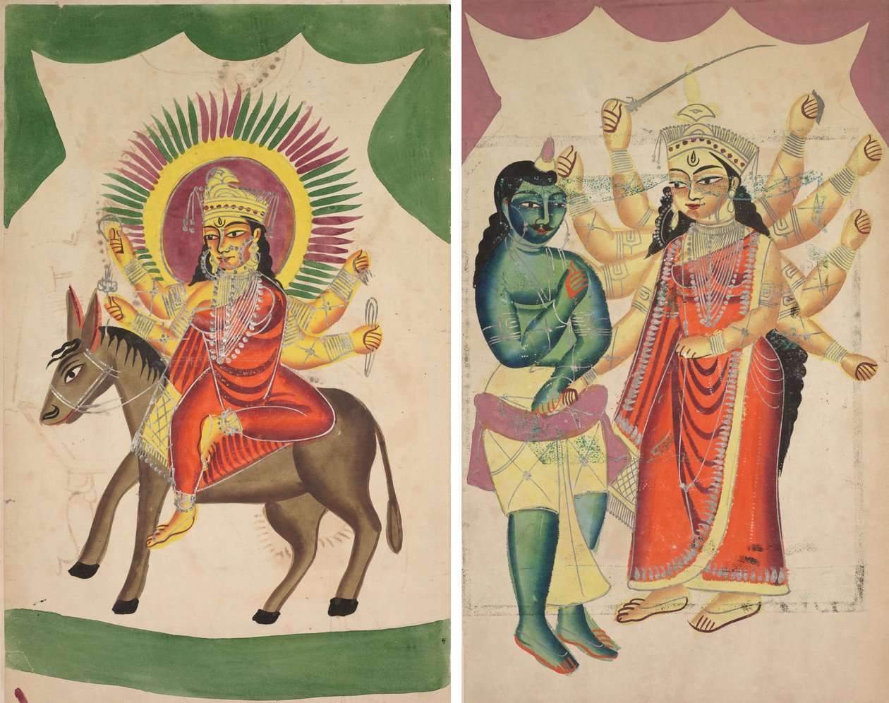 Sheetaladevi: Koppegudinden (recto); Durga (omvendt) af Unknown artist