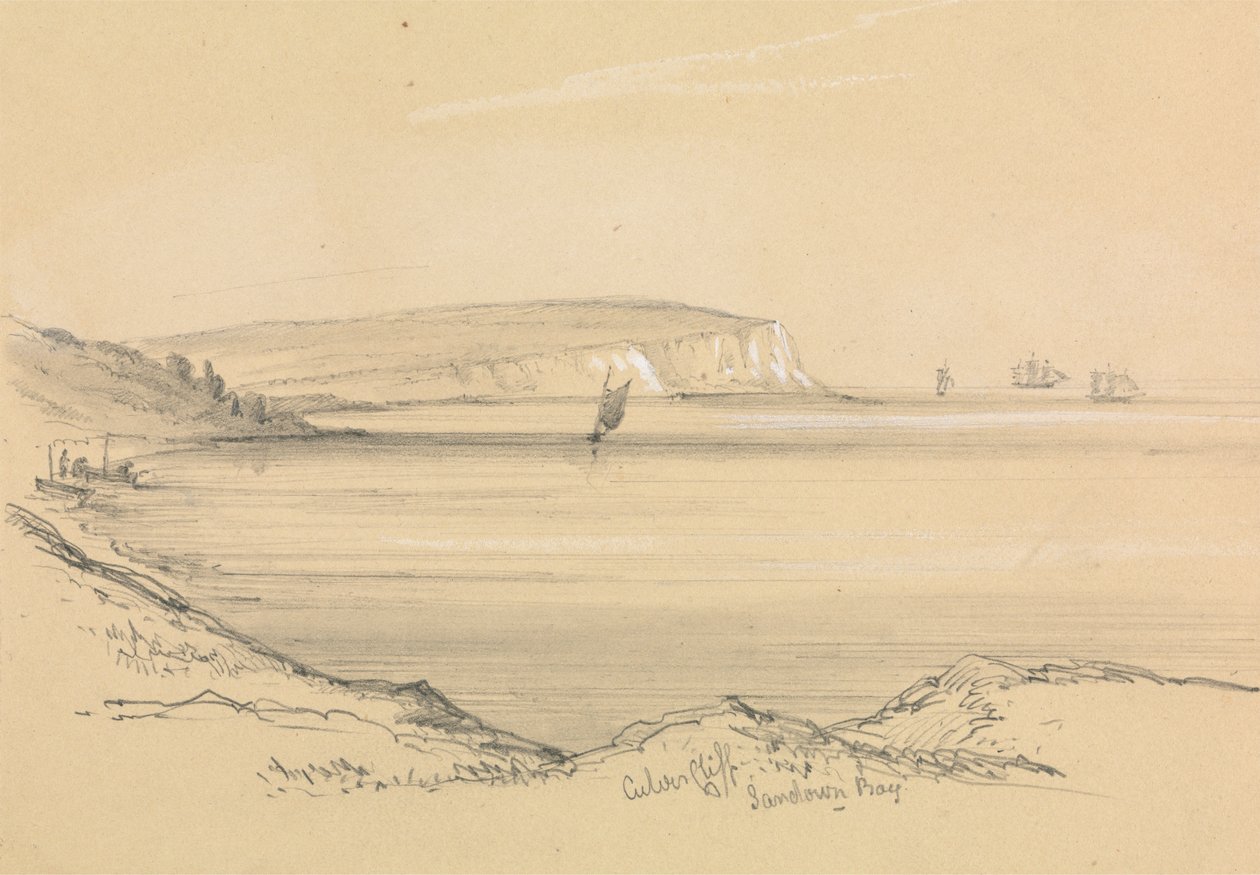 Skibe i Sandown Bay af Unknown artist