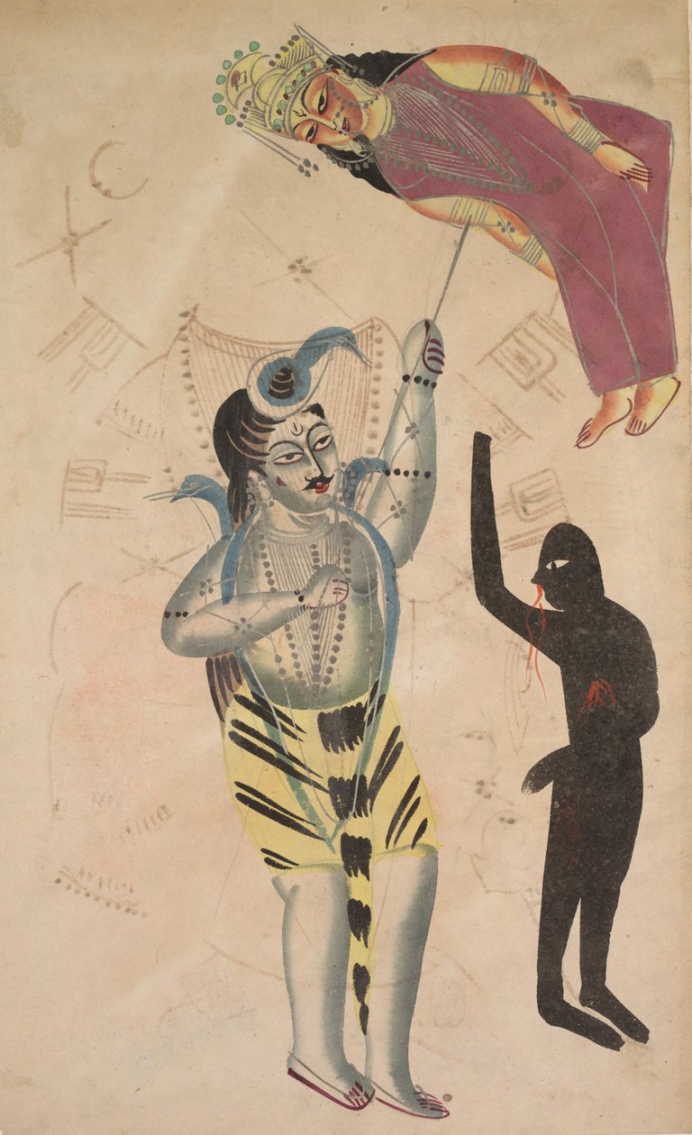Shiva, der løfter kroppen af sin Sati af Unknown artist