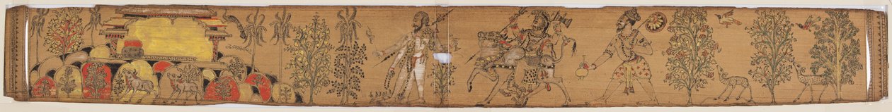 Shiva og hans tilhængere vender tilbage til Mount Kailash (verso), fra en romantik om Chandrabhanu og Lavanyavati af Upendra Bhanja (1670-1740) af Unknown artist