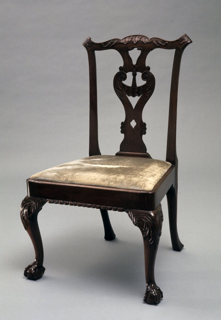 Sidestol, ca. 1760-1790 (mahogni og kirsebær) af Unknown artist