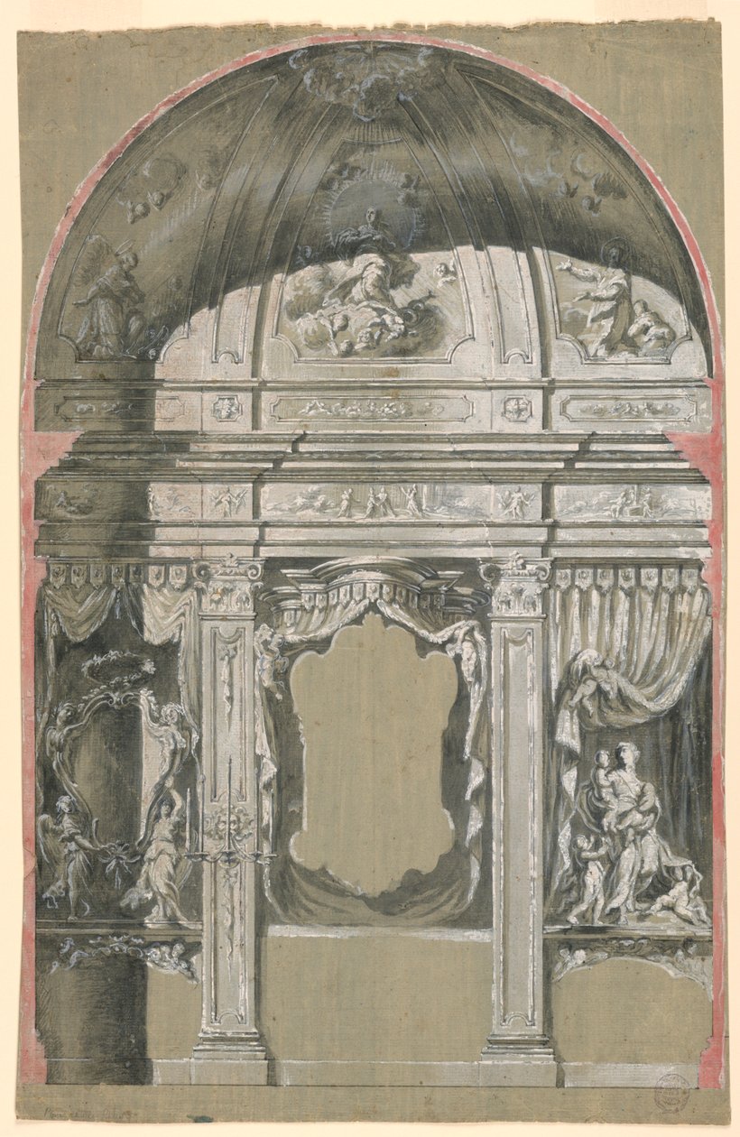 Sidekapel, med velgørenhedsfigurer, jomfruen og hellige af Unknown artist