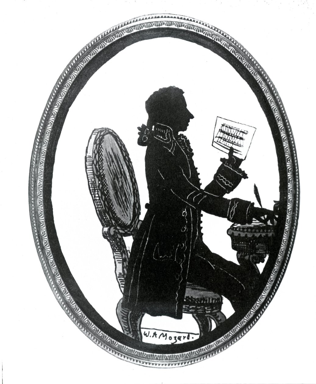 Silhuet af komponisten Wolfgang Amadeus Mozart (1756 - 1791). af Unknown artist