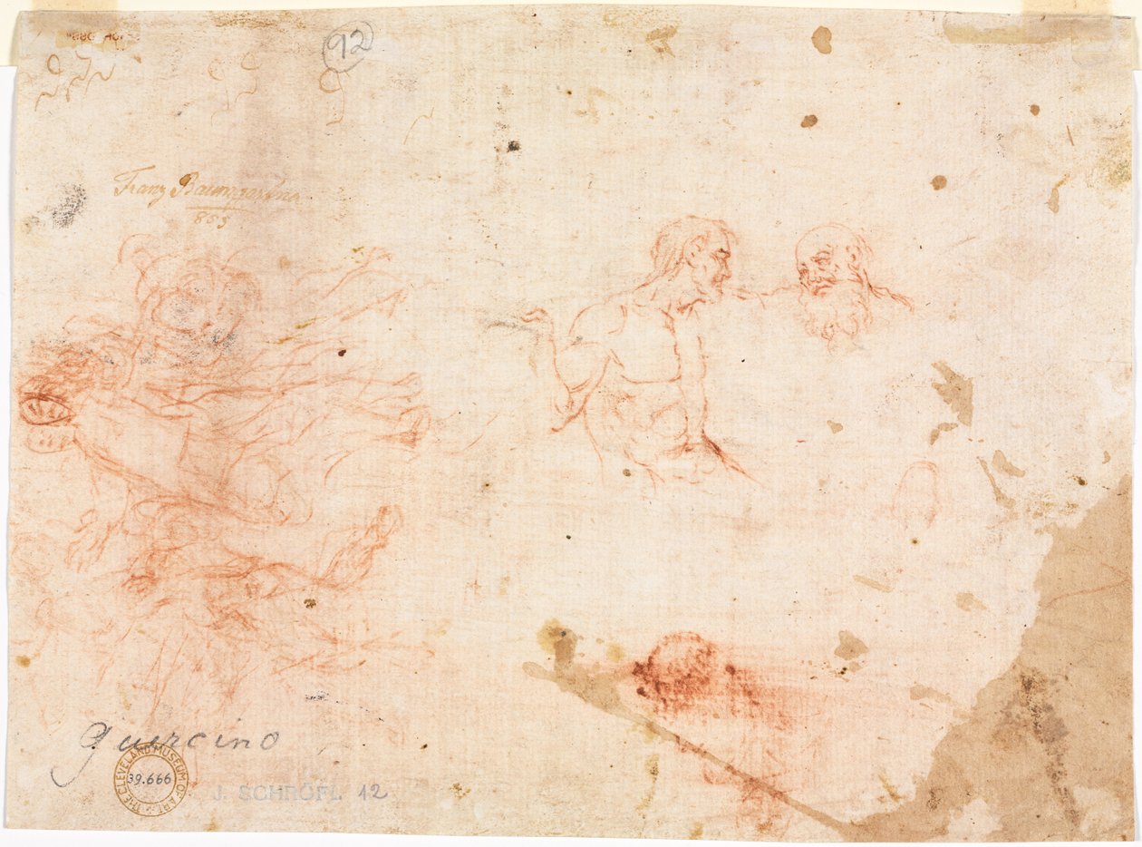 Skitse af to mænd og andre forskellige figurer (verso) af Unknown artist