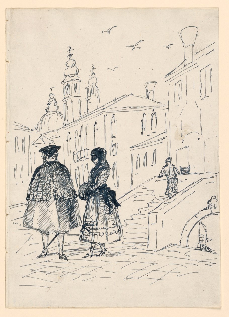 Skitse af en gadescene i Venedig af Unknown artist