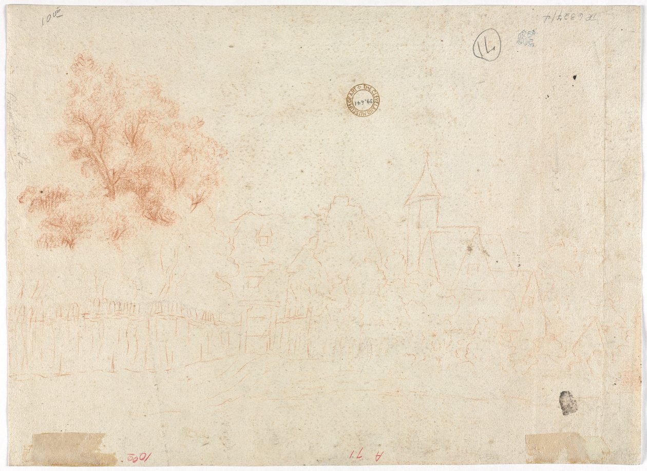 Skitse af en landsby (verso) af Unknown artist