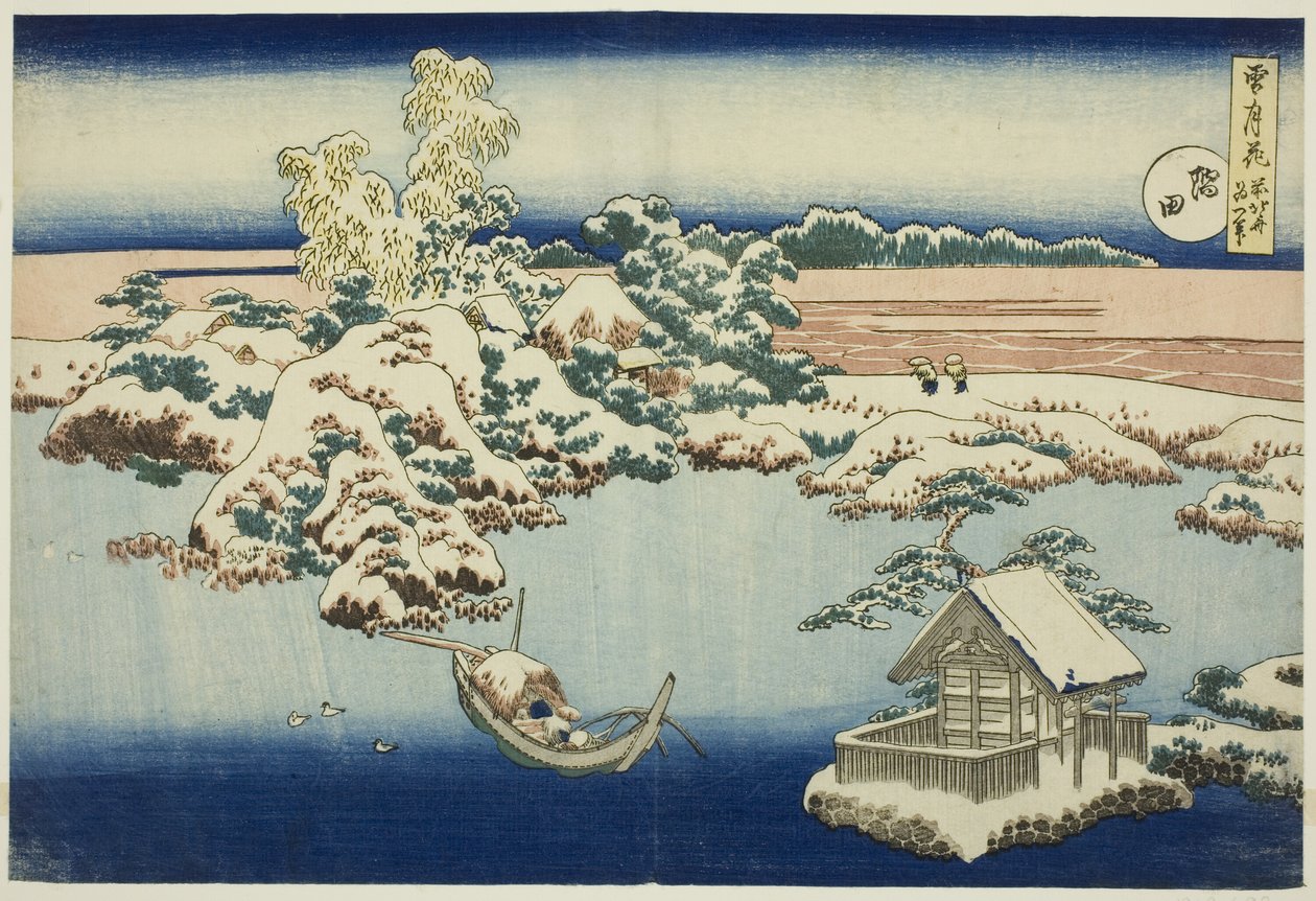 Sne på Sumida-floden, fra serien Sne, måne og blomster af Unknown artist