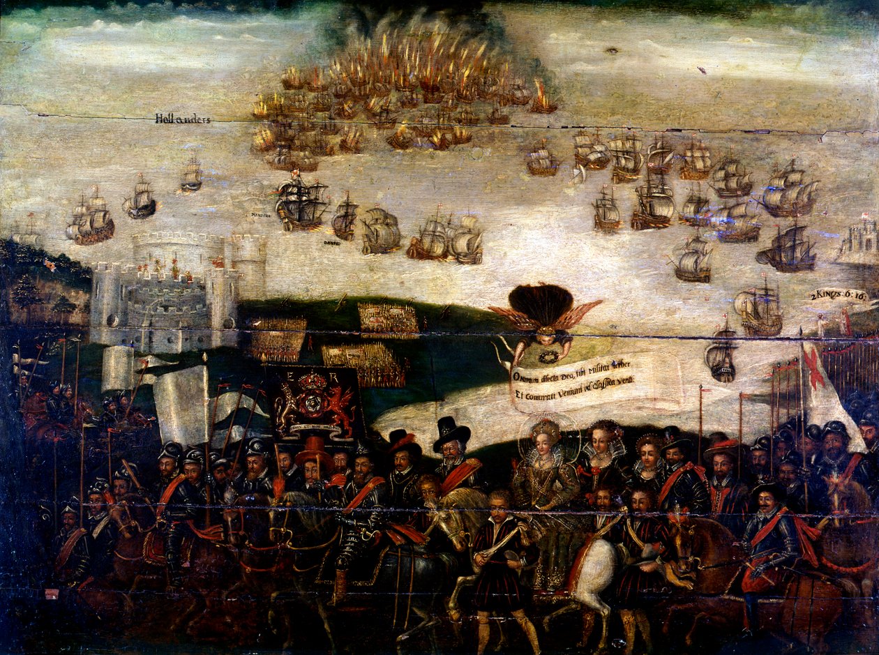 Den spanske armada Dyptich af Unknown artist