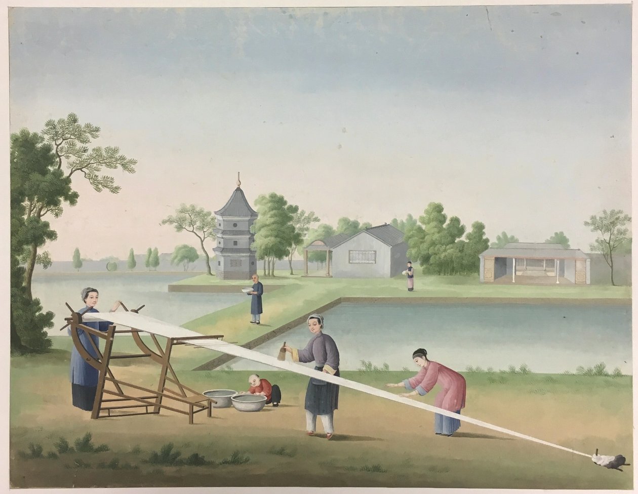 Spinding af stof, tilberedning af teblade, tilberedning af silke af Unknown artist