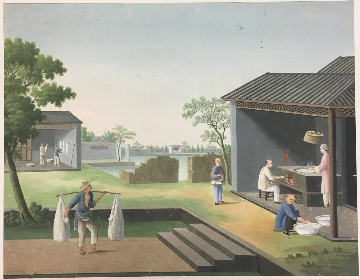 Spinding af stof, tilberedning af teblade, tilberedning af silke af Unknown artist