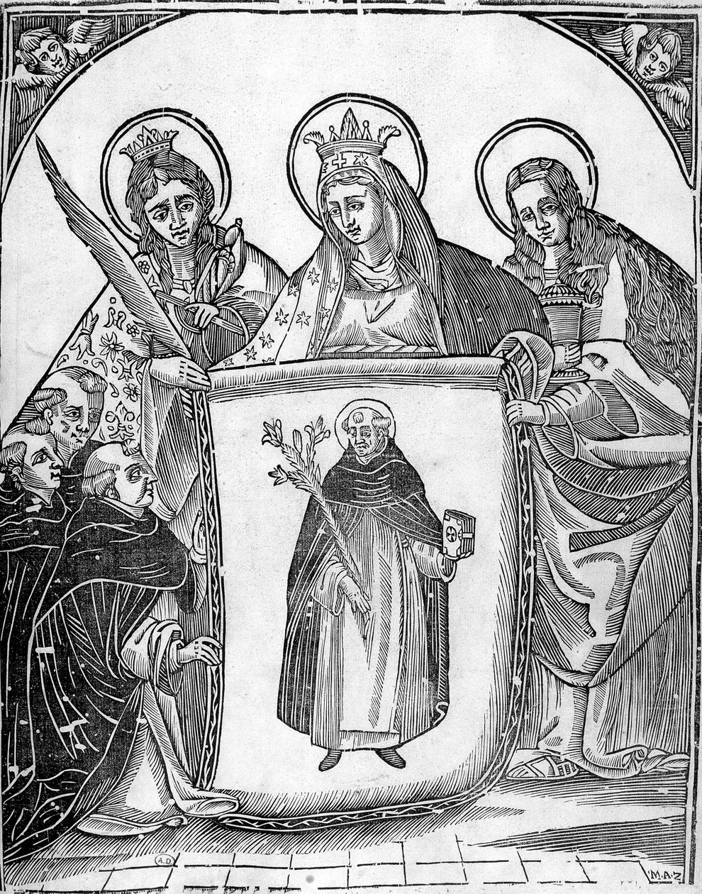 St. Thomas Aquinas omgivet af helgener. af Unknown artist