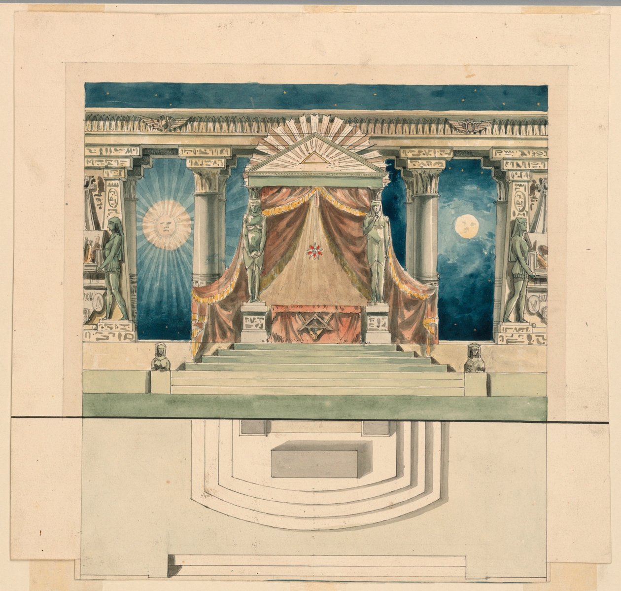 Scenedesign, alter i egyptisk tempel af Unknown artist