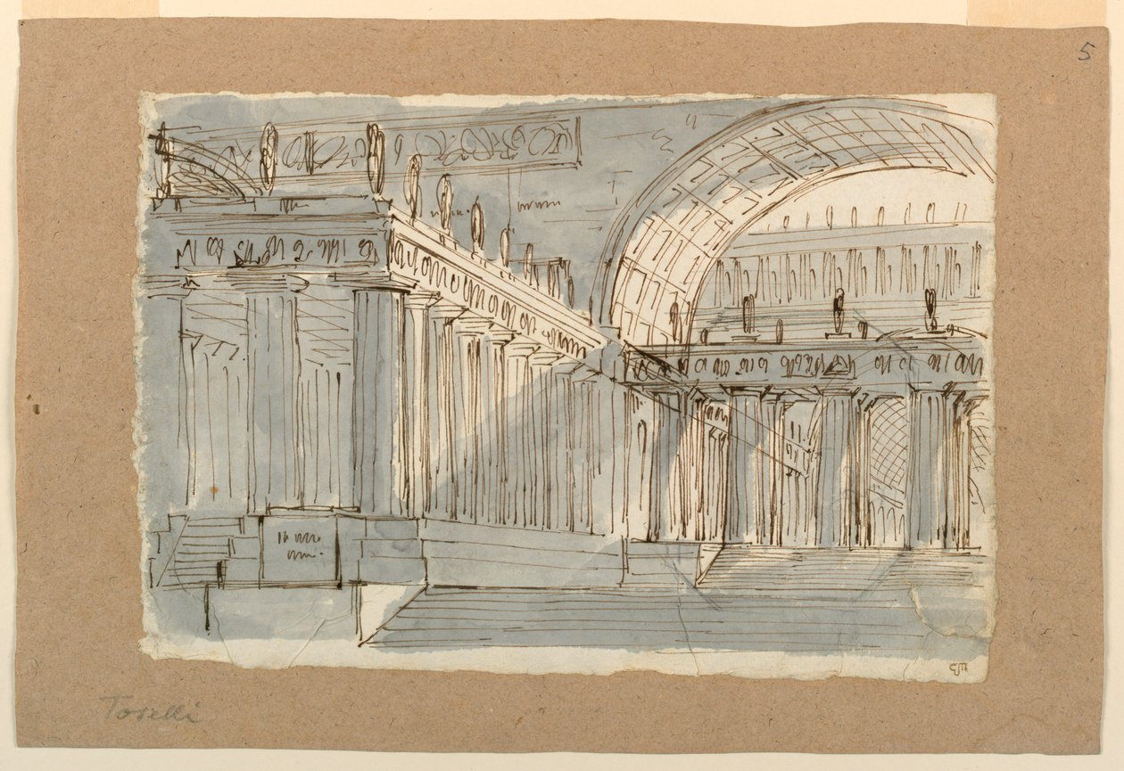 Scenedesign, antik bygning med portikoer af Unknown artist