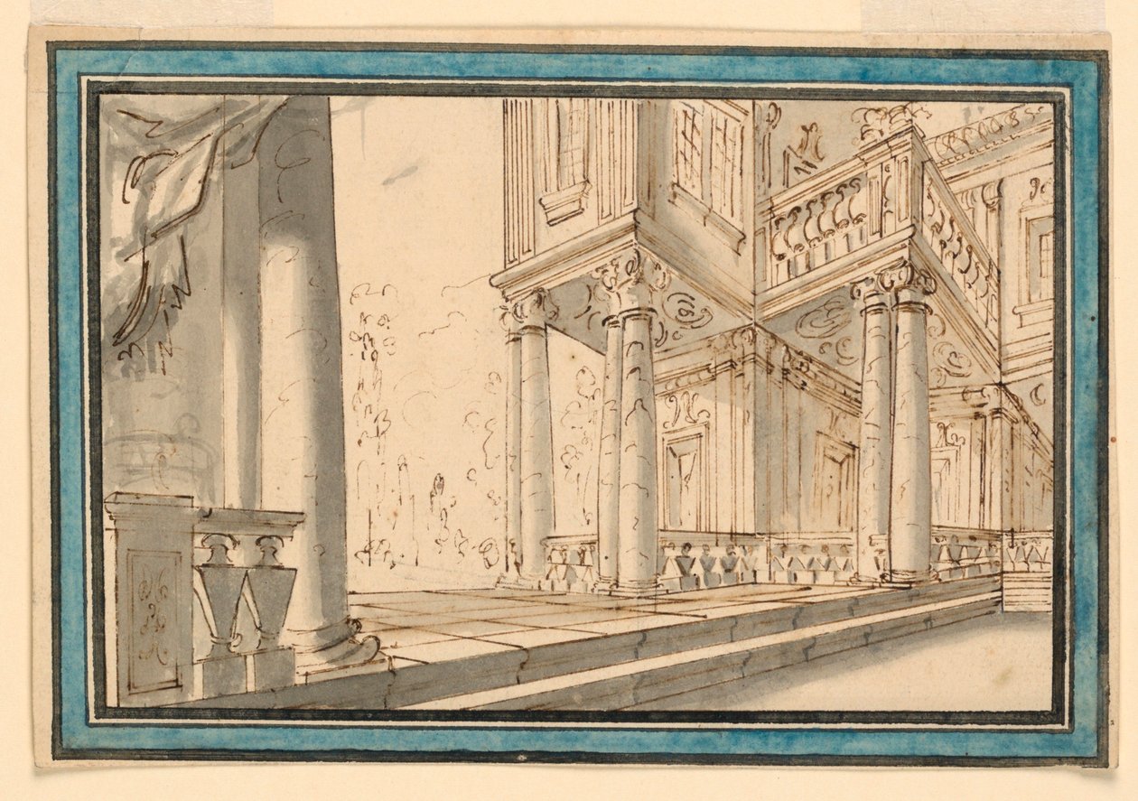 Scenedesign: Atrium af en villa af Unknown artist