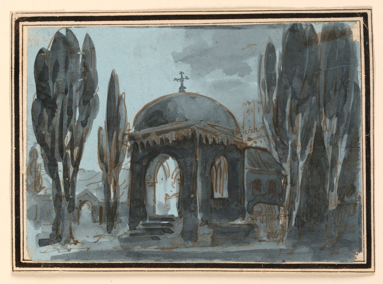 Scenedesign, Kapel i Kirkegården af Unknown artist