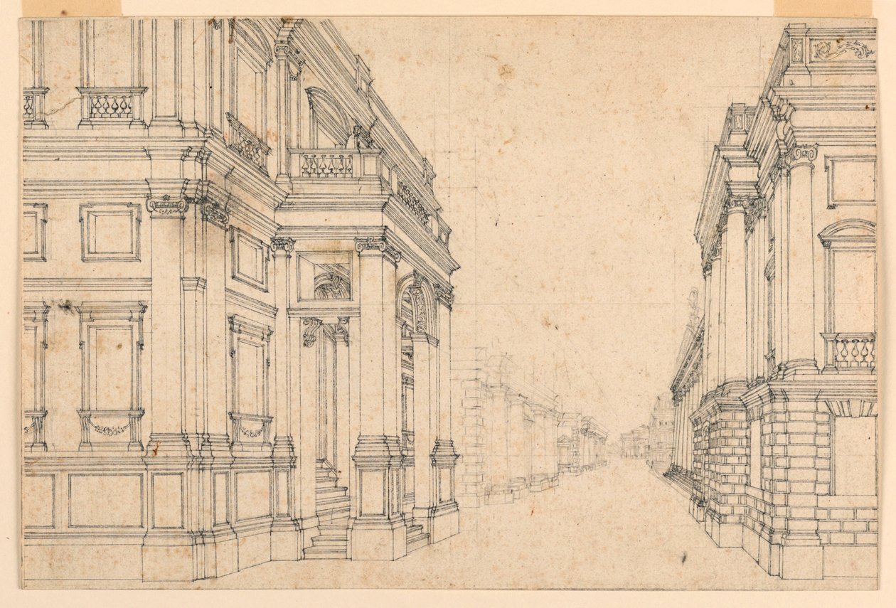 Scenedesign: Bygade med paladser af Unknown artist