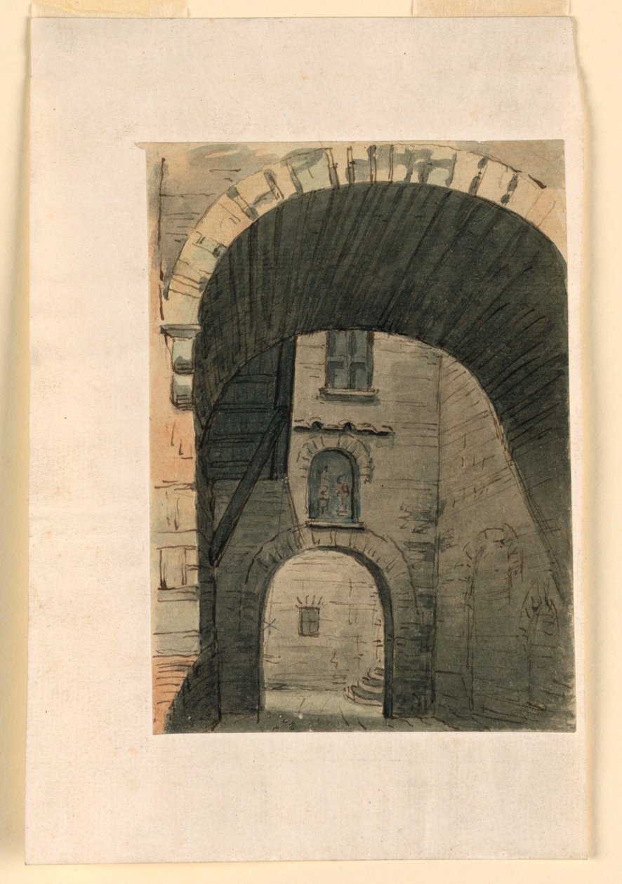 Scenedesign, domstol i gammel bygning af Unknown artist